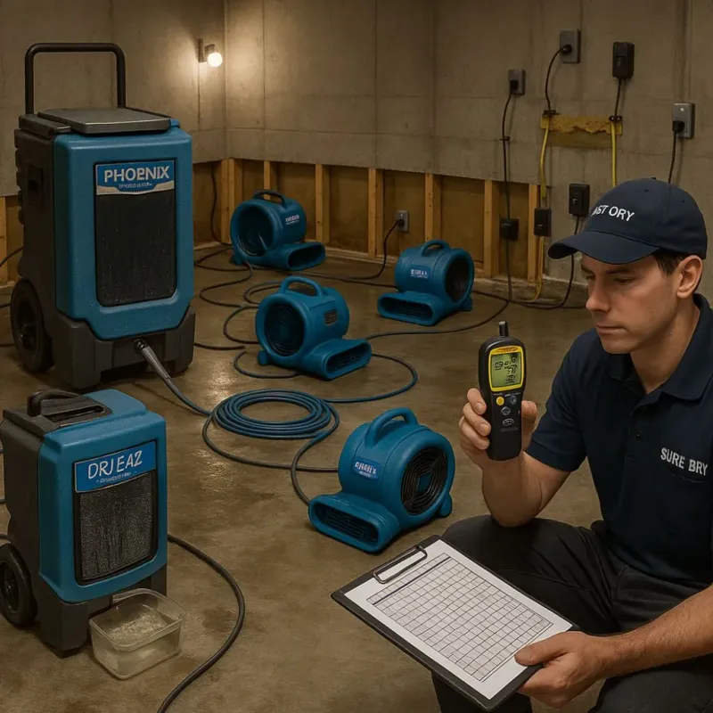 Structural Drying and Dehumidification process in Gerber, CA
